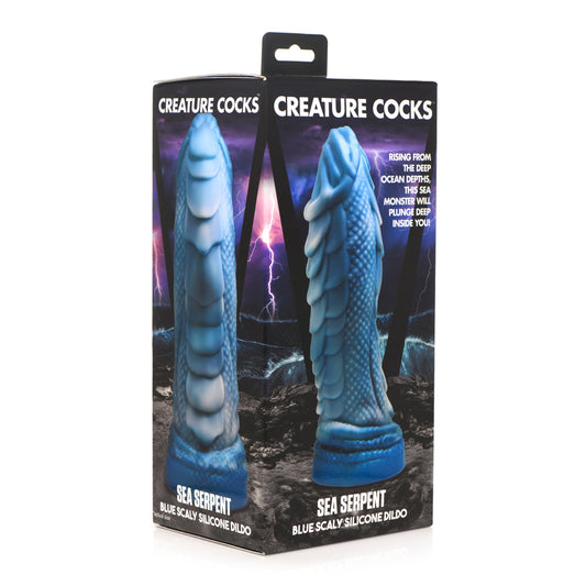 Creature Cocks - Sea Serpent Blue Scaly Silicone Dildo