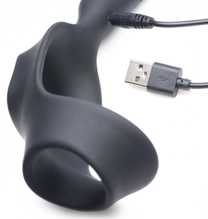 Alpha-Pro™ 10X P-Bomb Cock & Ball Ring With Vibrating Anal Plug