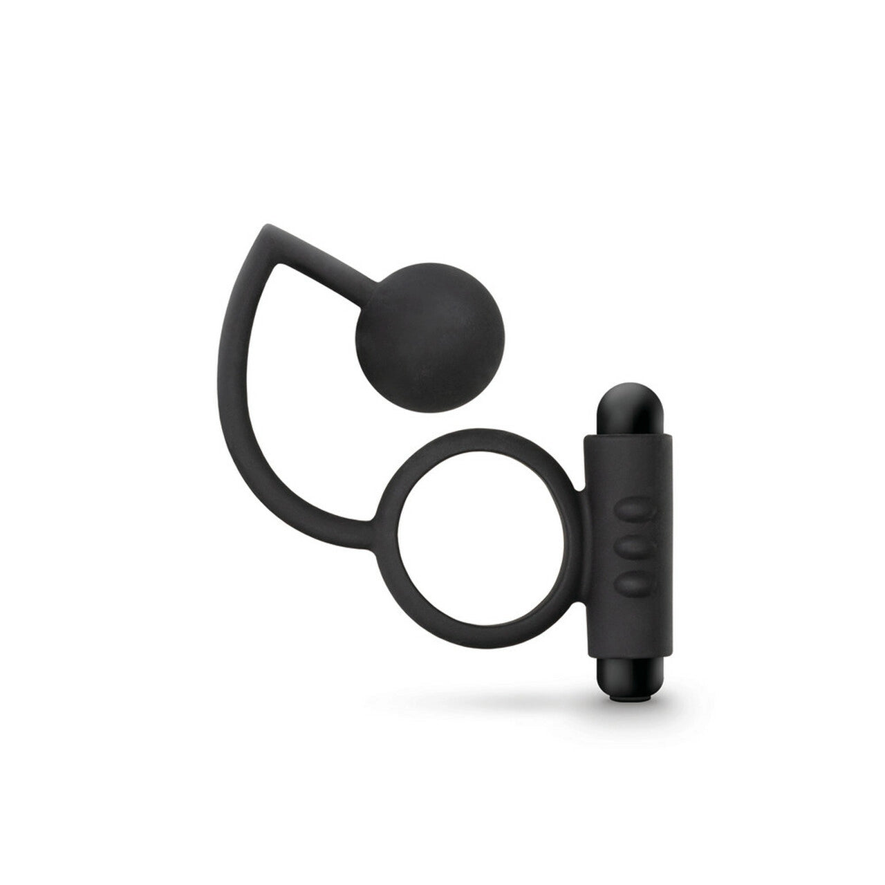 Anal Adventures Platinum - Silicone Anal Ball with Vibrating C-Ring - Black