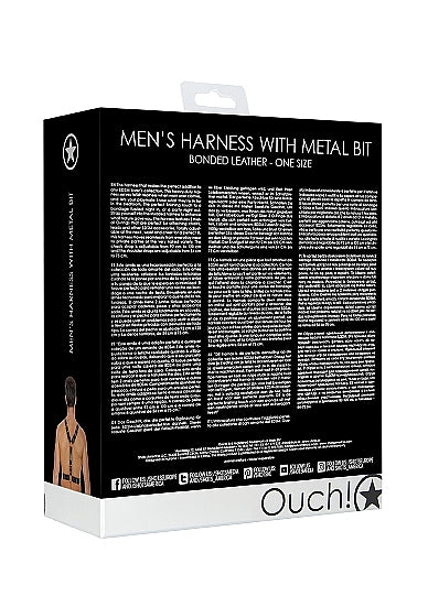 Ouch! Men's Harness With Metal Bit - One Size - Black