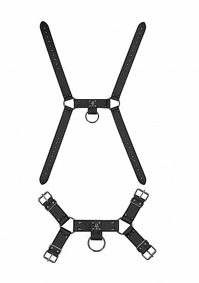 Ouch! Skulls and Bones - Harness with Skulls & Spikes - Black