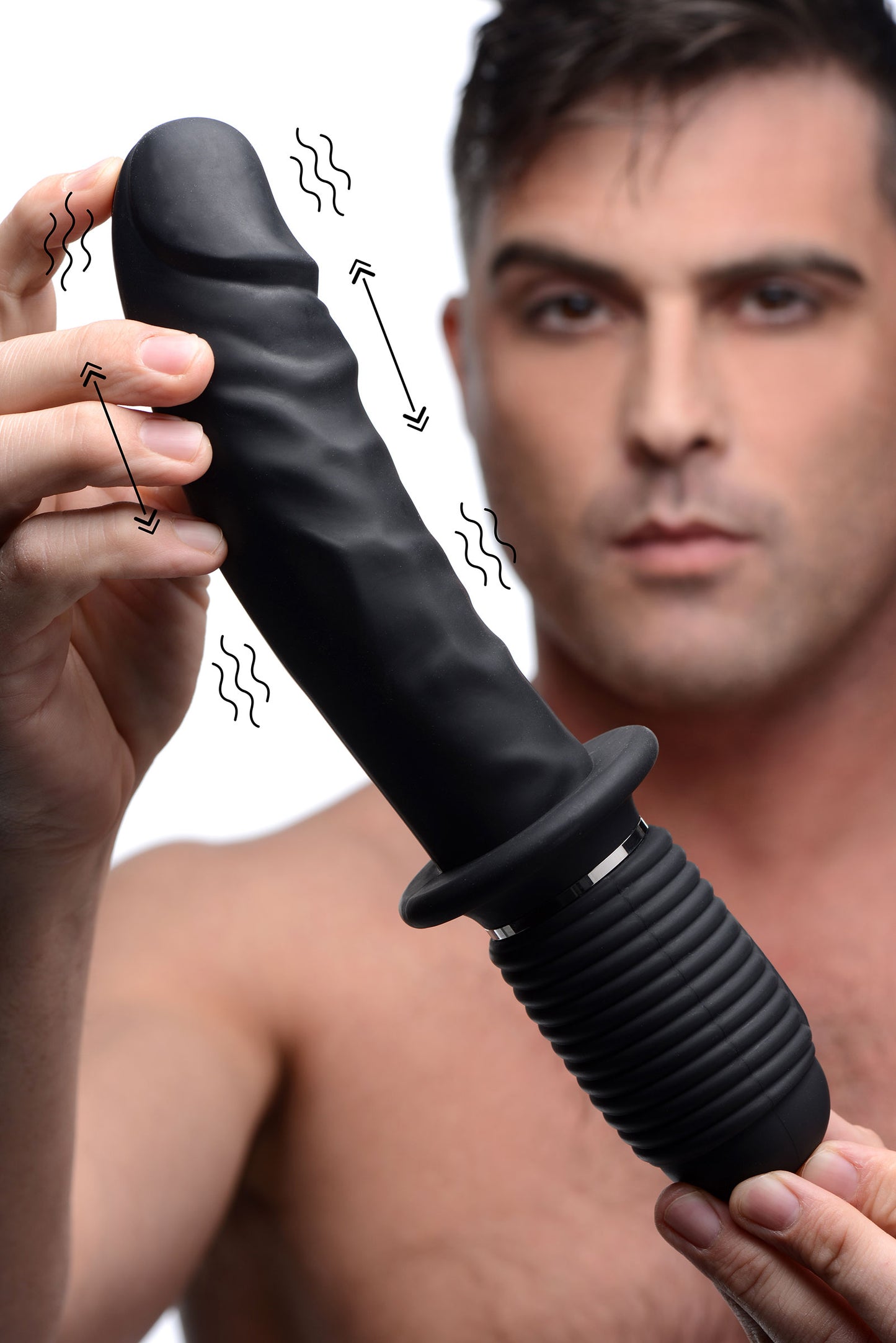 Master Series® Power Pounder Vibrating & Thrusting Silicone Dildo