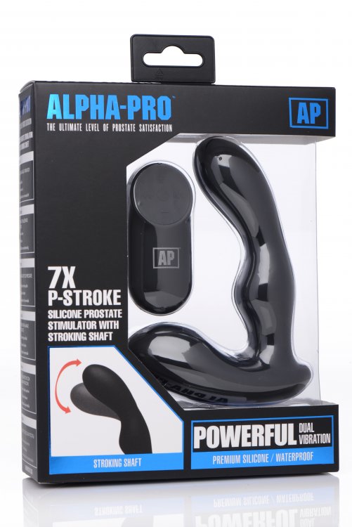 Alpha-Pro™ 7X P-Stroke Silicone Prostate Stimulator With Stroking Shaft