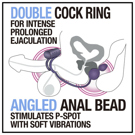 Anal Adventures Platinum - Silicone Anal Plug with Vibrating C-Ring - Black