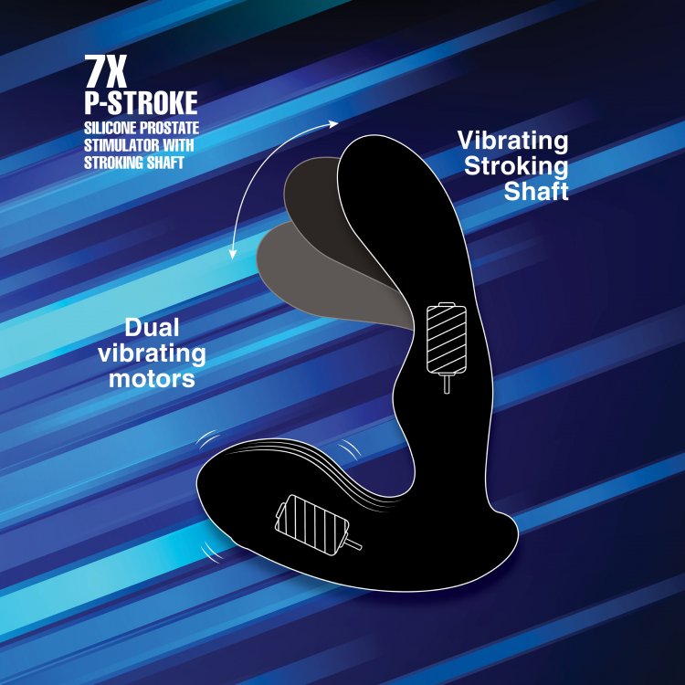 Alpha-Pro™ 7X P-Stroke Silicone Prostate Stimulator With Stroking Shaft