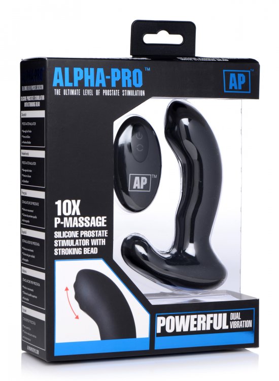 Alpha-Pro™ 10X P-Massage Silicone Prostate Stimulator with Stroking Bead