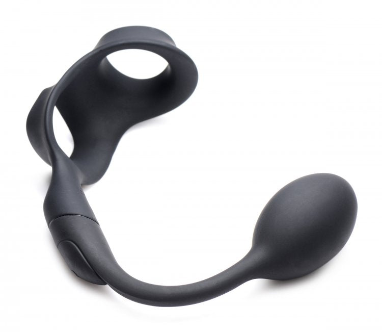 Alpha-Pro™ 10X P-Bomb Cock & Ball Ring With Vibrating Anal Plug