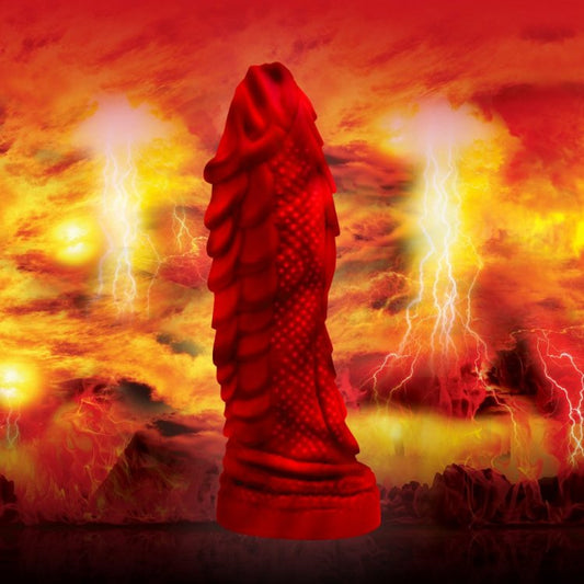 Creature Cocks - Fire Dragon Red Scaly Silicone Dildo