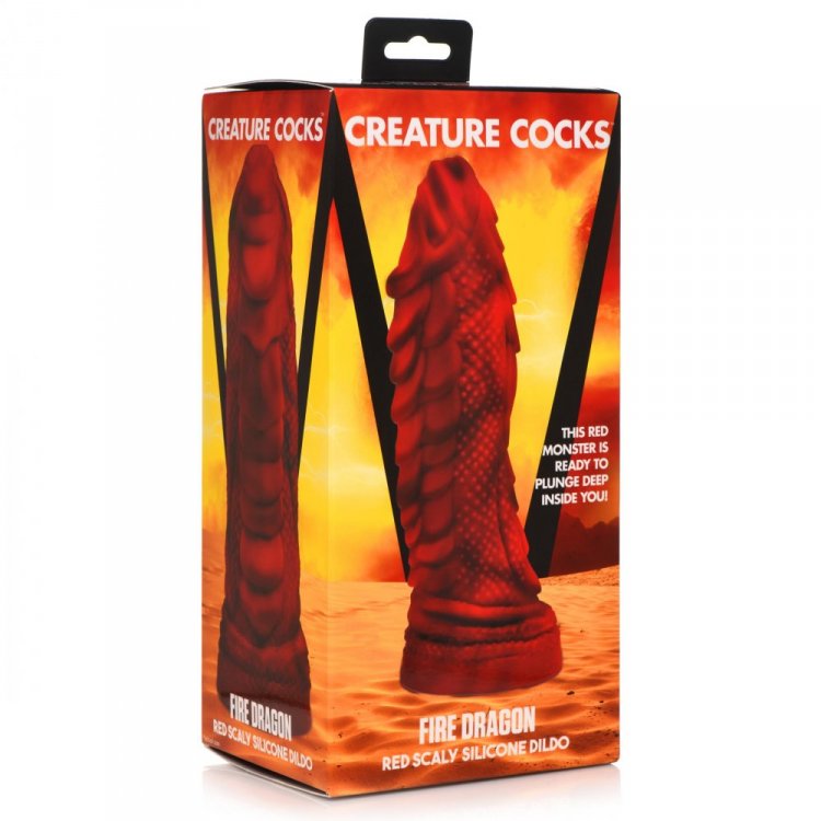 Creature Cocks - Fire Dragon Red Scaly Silicone Dildo