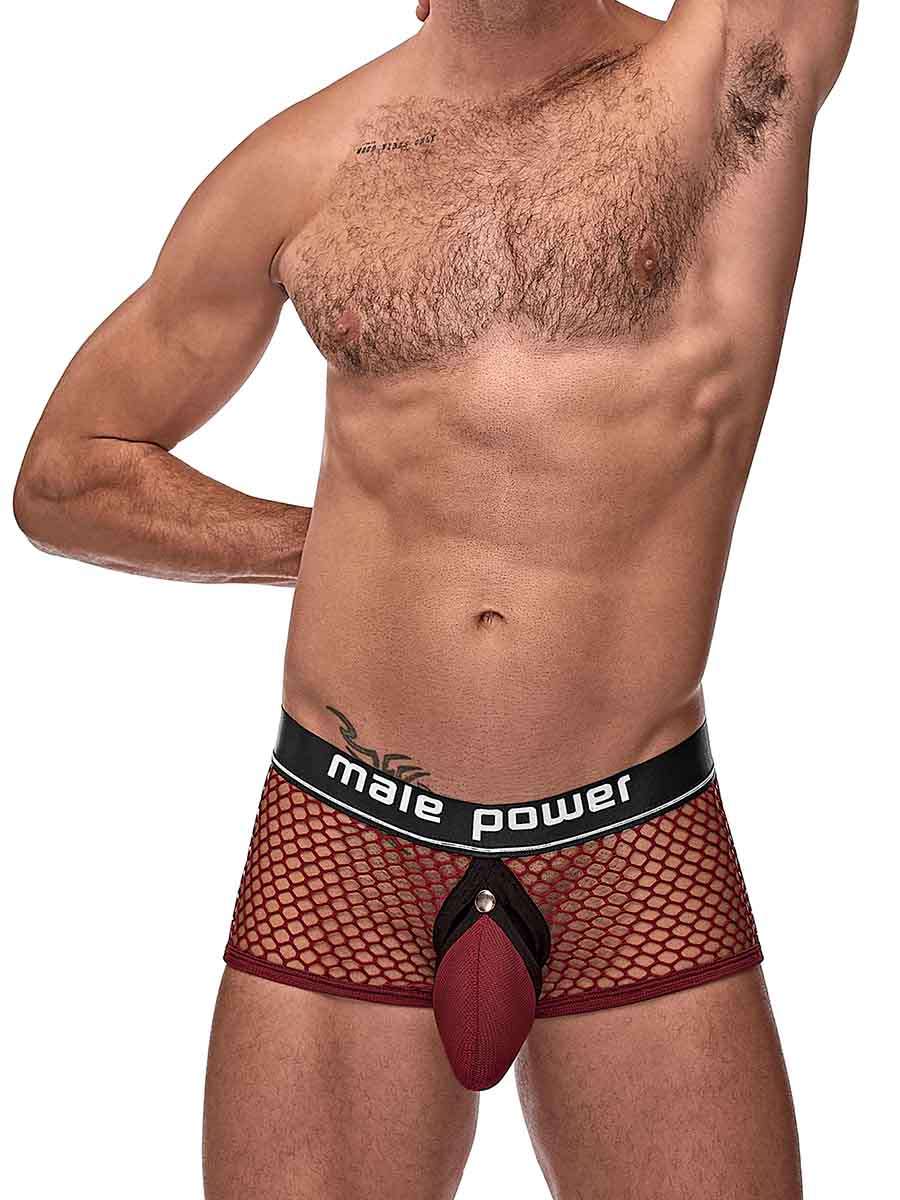 Male Power® Cock Pit Net Mini Cock Ring Short Burgundy