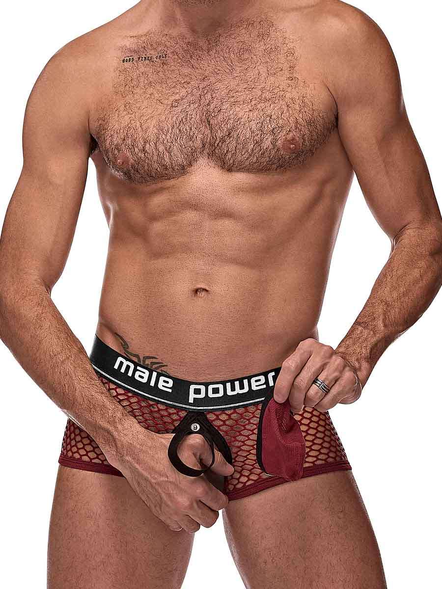 Male Power® Cock Pit Net Mini Cock Ring Short Burgundy