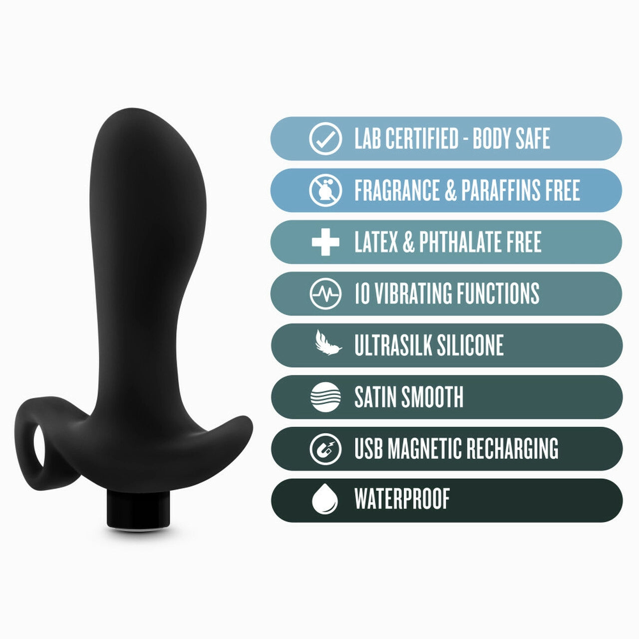Anal Adventures Platinum - Silicone Vibrating Prostate Massager 01 - Black