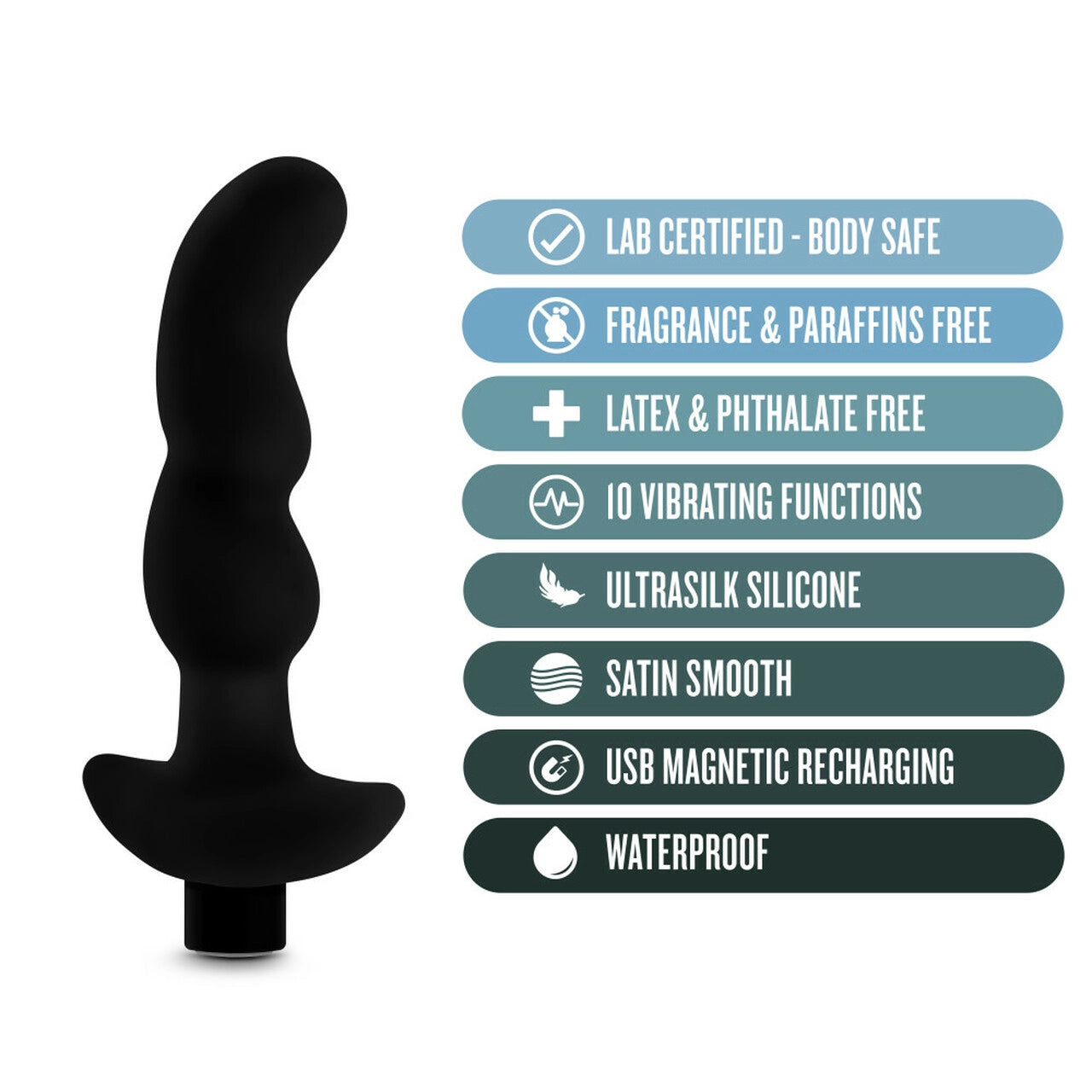 Anal Adventures Platinum - Silicone Vibrating Prostate Massager 03 - Black