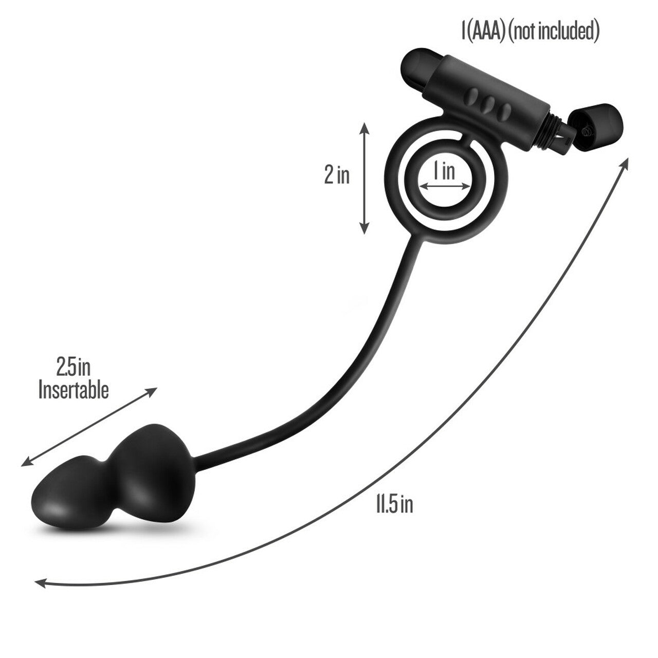 Anal Adventures Platinum - Silicone Anal Plug with Vibrating C-Ring - Black
