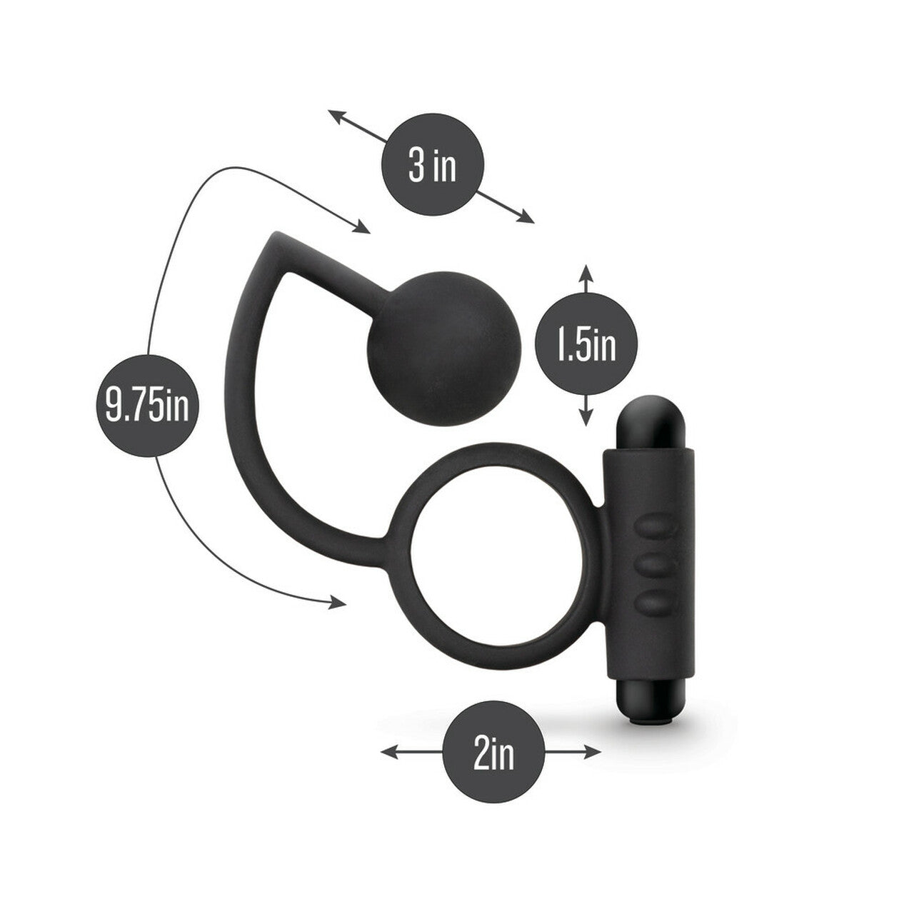 Anal Adventures Platinum - Silicone Anal Ball with Vibrating C-Ring - Black