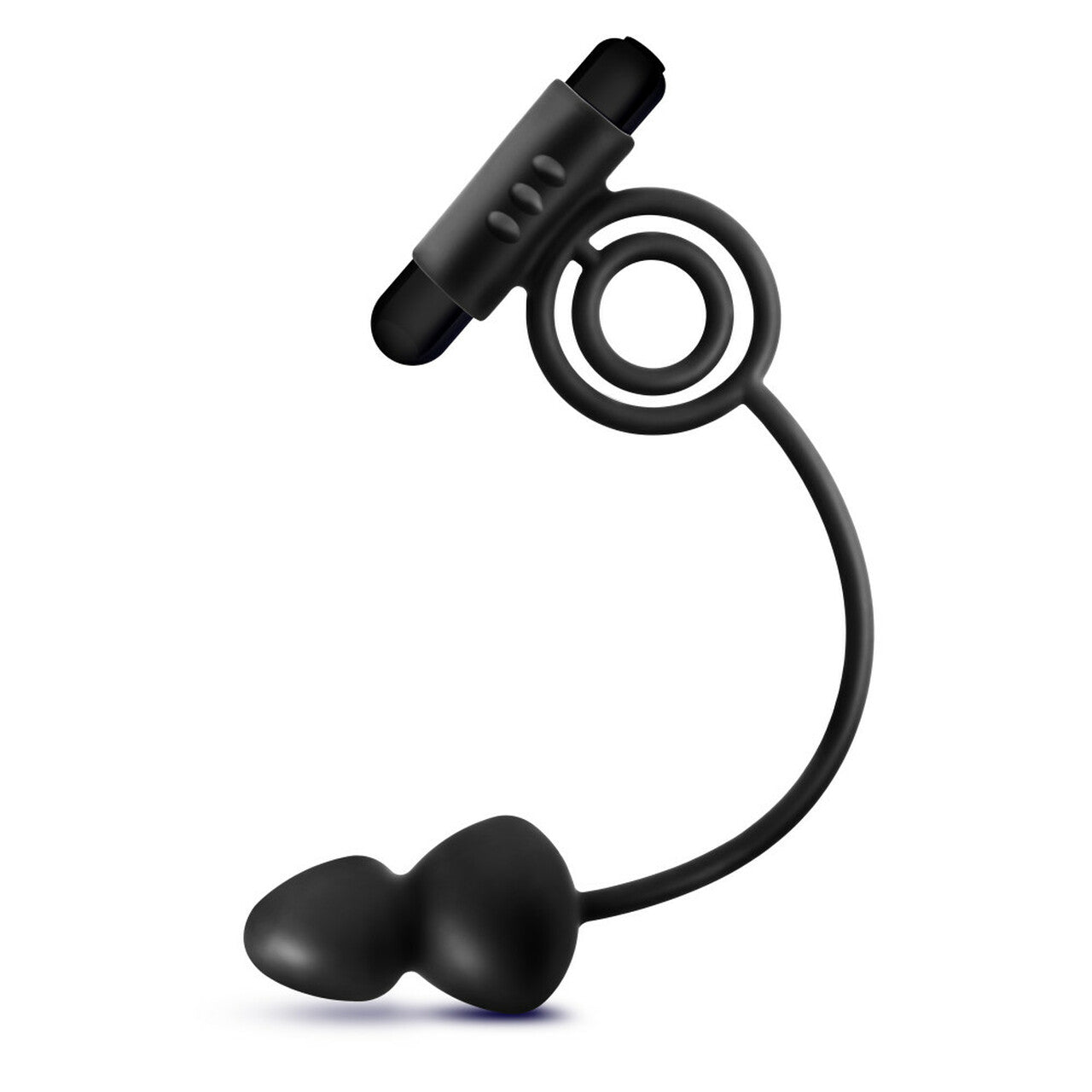 Anal Adventures Platinum - Silicone Anal Plug with Vibrating C-Ring - Black