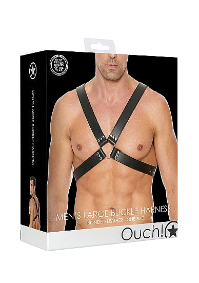 Ouch! Men's Large Buckle Harness - One Size - Black