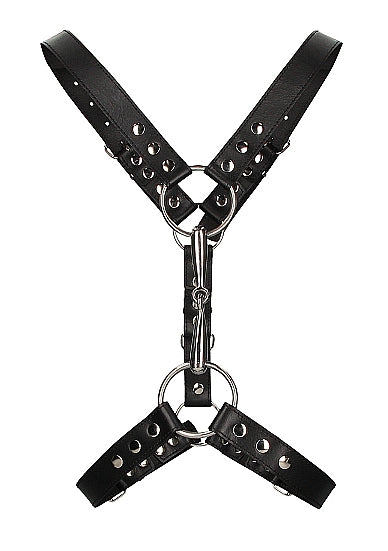 Ouch! Men's Harness With Metal Bit - One Size - Black