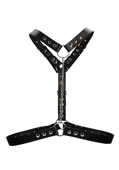 Ouch! Twisted Bit Black Leather Harness - One Size - Black