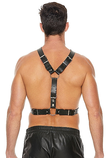 Ouch! Men's Harness With Metal Bit - One Size - Black