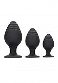 Ouch! Rippled Butt Plug Set Black