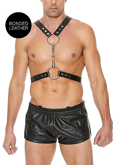 Ouch! Men's Harness With Metal Bit - One Size - Black