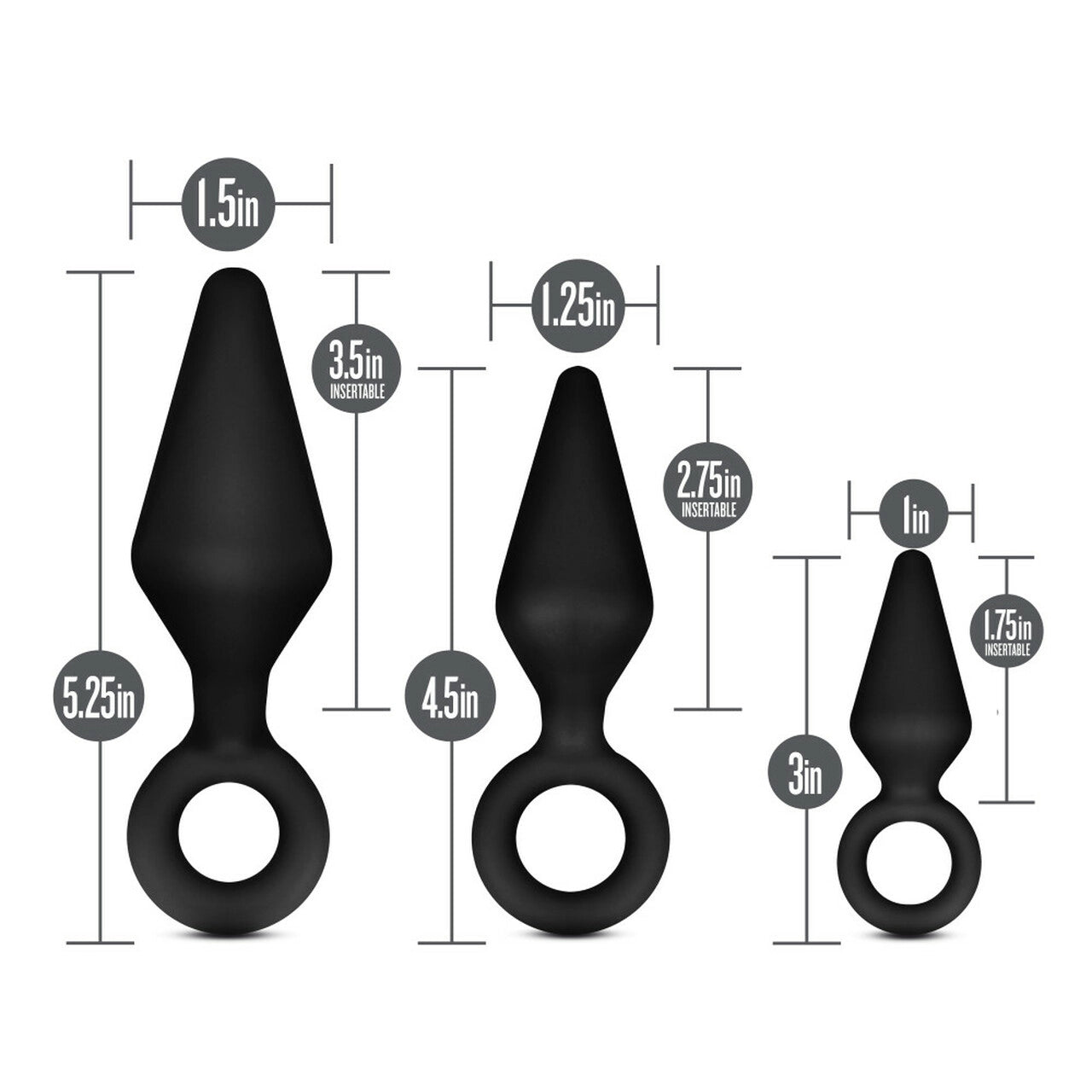 Anal Adventures Platinum - Silicone Loop Plug Kit - Black