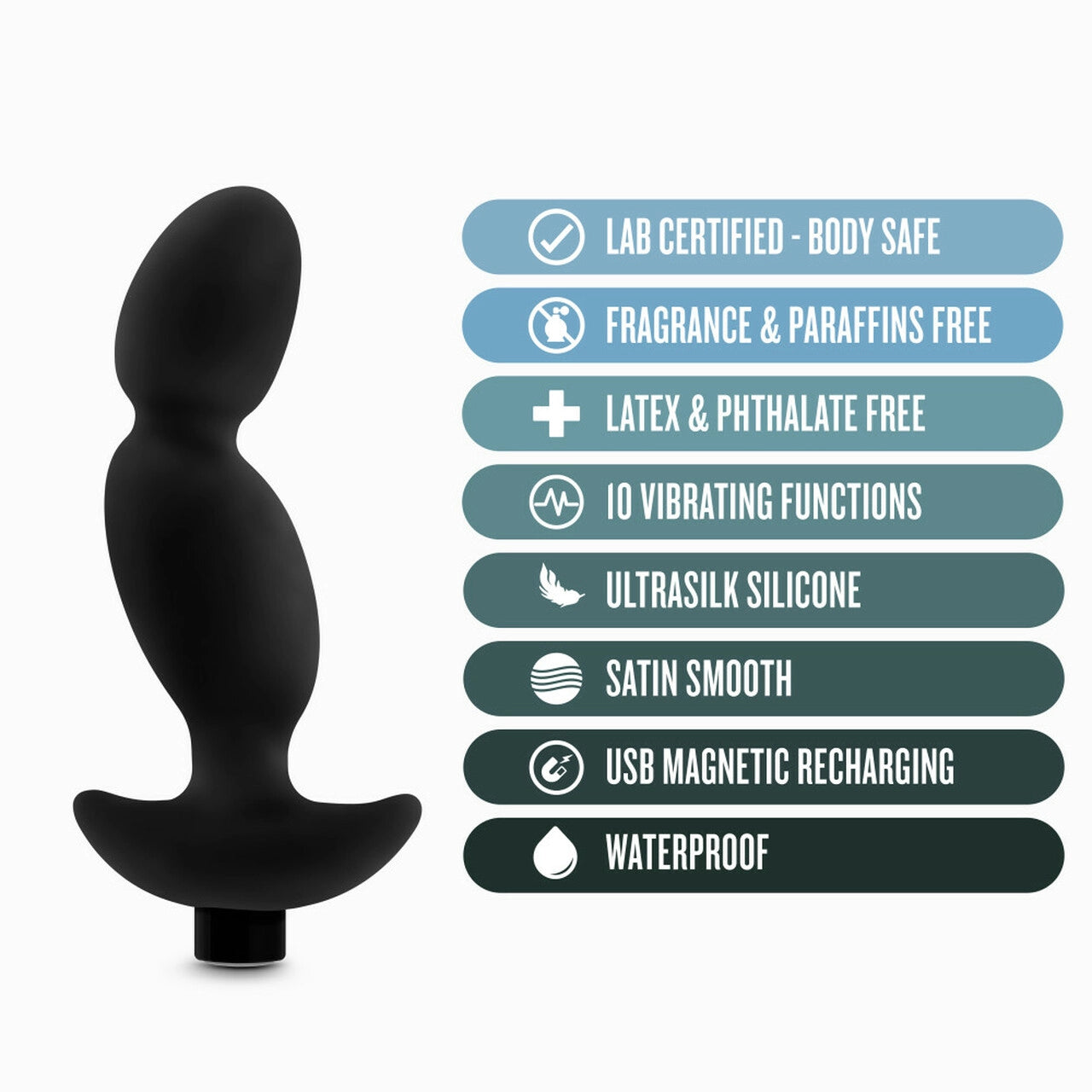 Anal Adventures Platinum - Silicone Vibrating Prostate Massager 04 - Black